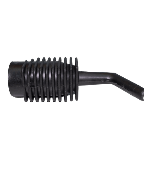 Black nozzle for steam machine with a ribbed design for enhanced functionality.