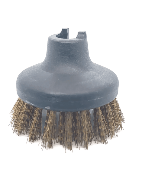 Round medium brass brush used with a steam machine for cleaning, featuring a 2.7-inch width and brass bristles.