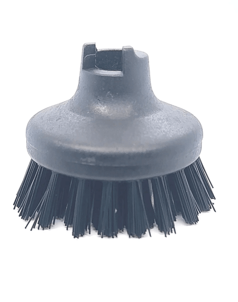 Black medium round nylon brush with plastic bristles, compatible with Steam Tech machines for detail nozzles.