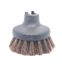 Medium horse hair round brush with brown soft bristles used with steam machine, compatible with 120v and 240v steam cleaners