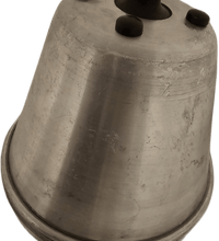 Steam Techs Drain Cone, silver in color, used to eliminate fruit flies and flush drain lines